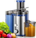 Qcen Juicer Machine, 500W Centrifugal Juicer Extractor with Wide Mouth 3” Feed Chute for Fruit Vegetable, Easy to Clean, Stainless Steel, BPA-free (Black)