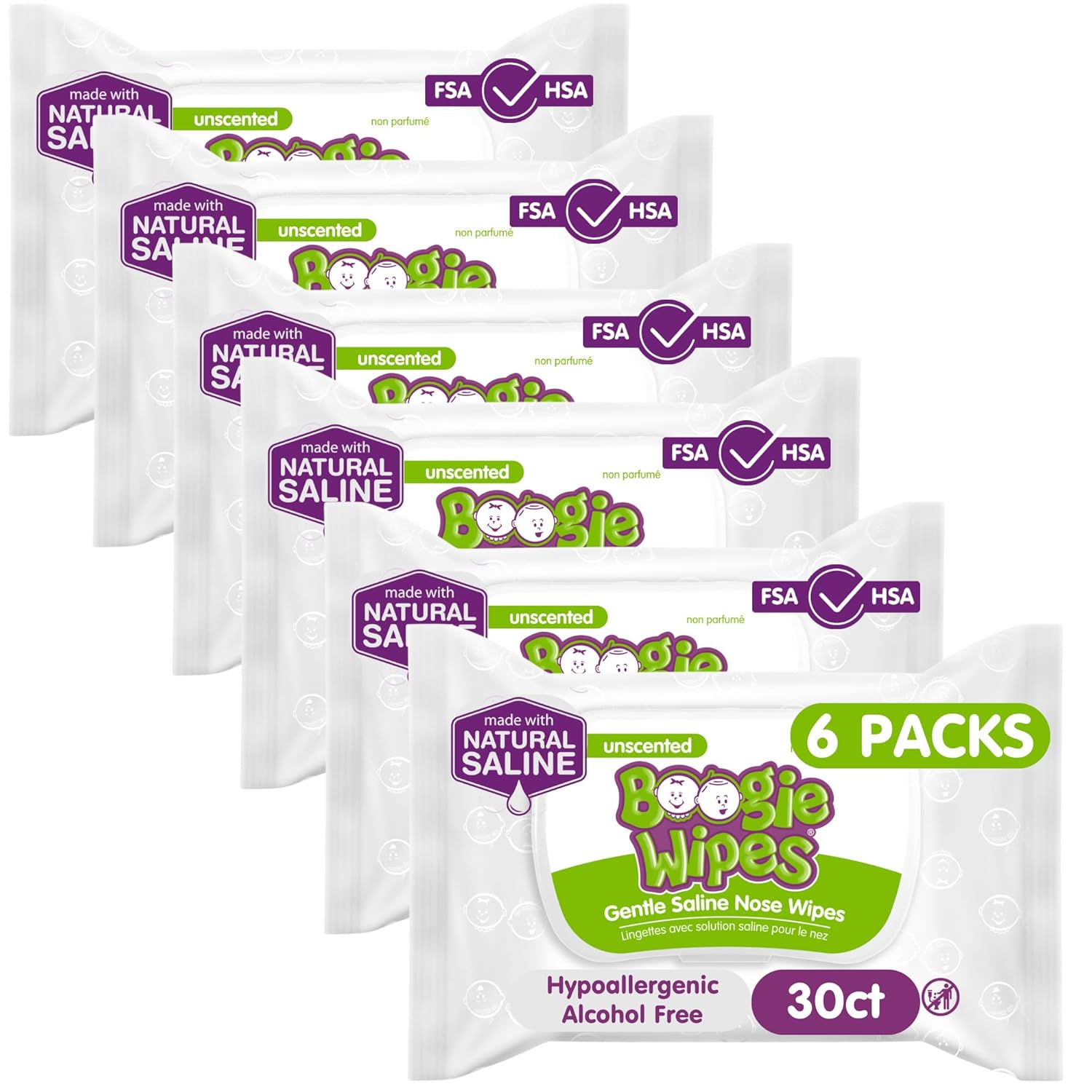 boogie wipes unscented baby wet wipes 180 count pack of 6 vitamin e aloe chamomile natural saline