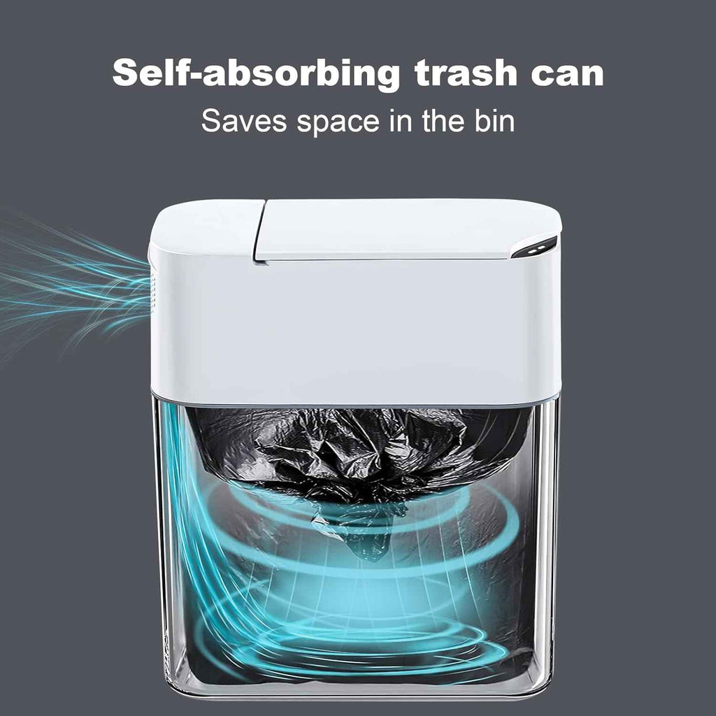 mopup automatic bagging 3.5 gallon slim smart plastic white trash can for bedroom office