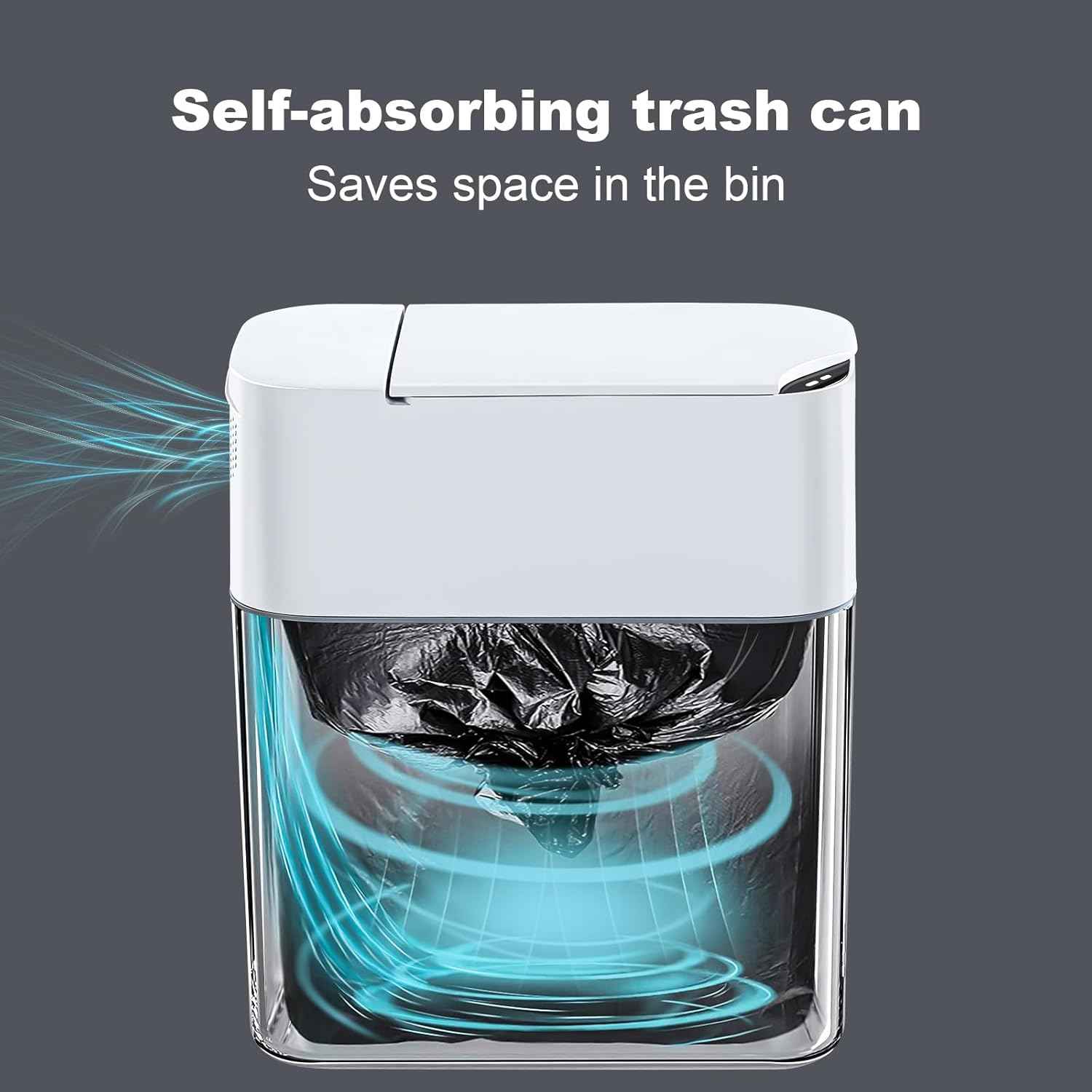 mopup automatic bagging 3.5 gallon slim smart plastic white trash can for bedroom office