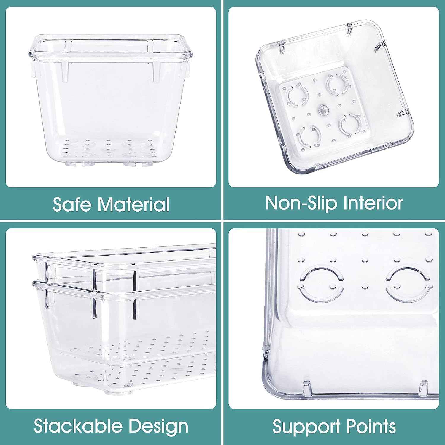 Clear Plastic Drawer Organizer Set - 25 PCS, 4 Sizes Desk Drawer Dividers & Storage Bins for Makeup, Jewelry, Gadgets, Kitchen, Bedroom, Bathroom, Office