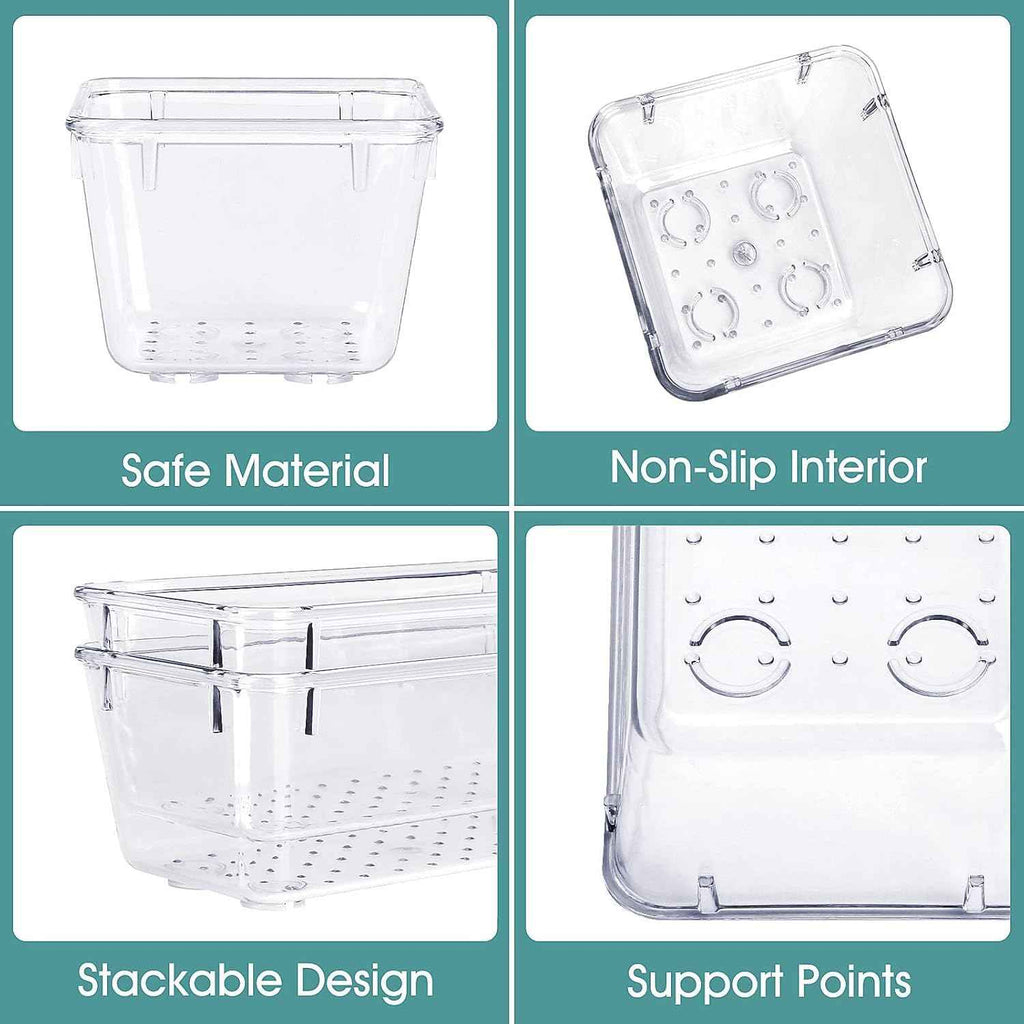 Clear Plastic Drawer Organizer Set - 25 PCS, 4 Sizes Desk Drawer Dividers & Storage Bins for Makeup, Jewelry, Gadgets, Kitchen, Bedroom, Bathroom, Office