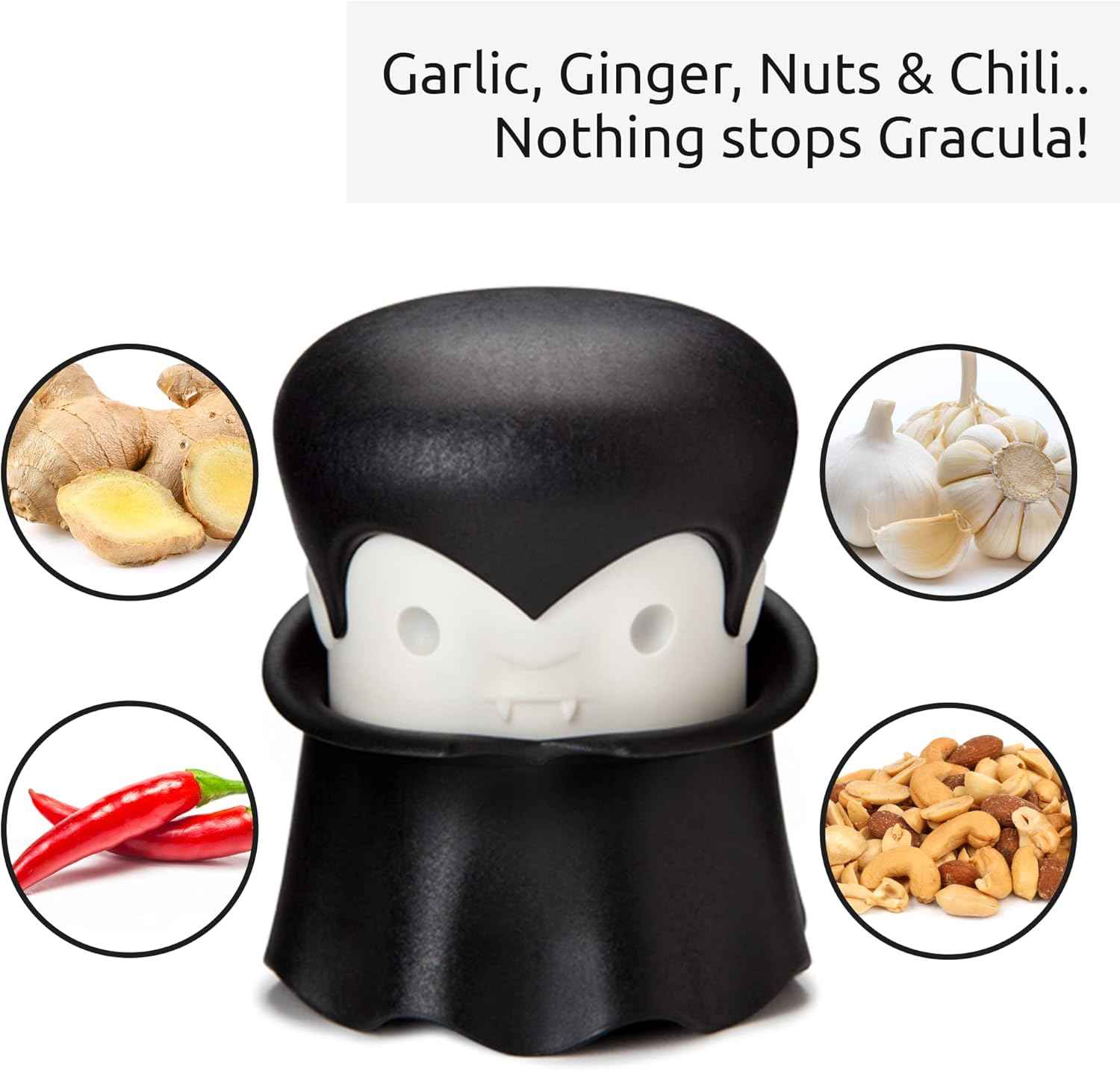 OTOTO garlic crusher and mincer for ginger, nuts, chili, herbs and goth kitchen gifts with twist top manual press peeler