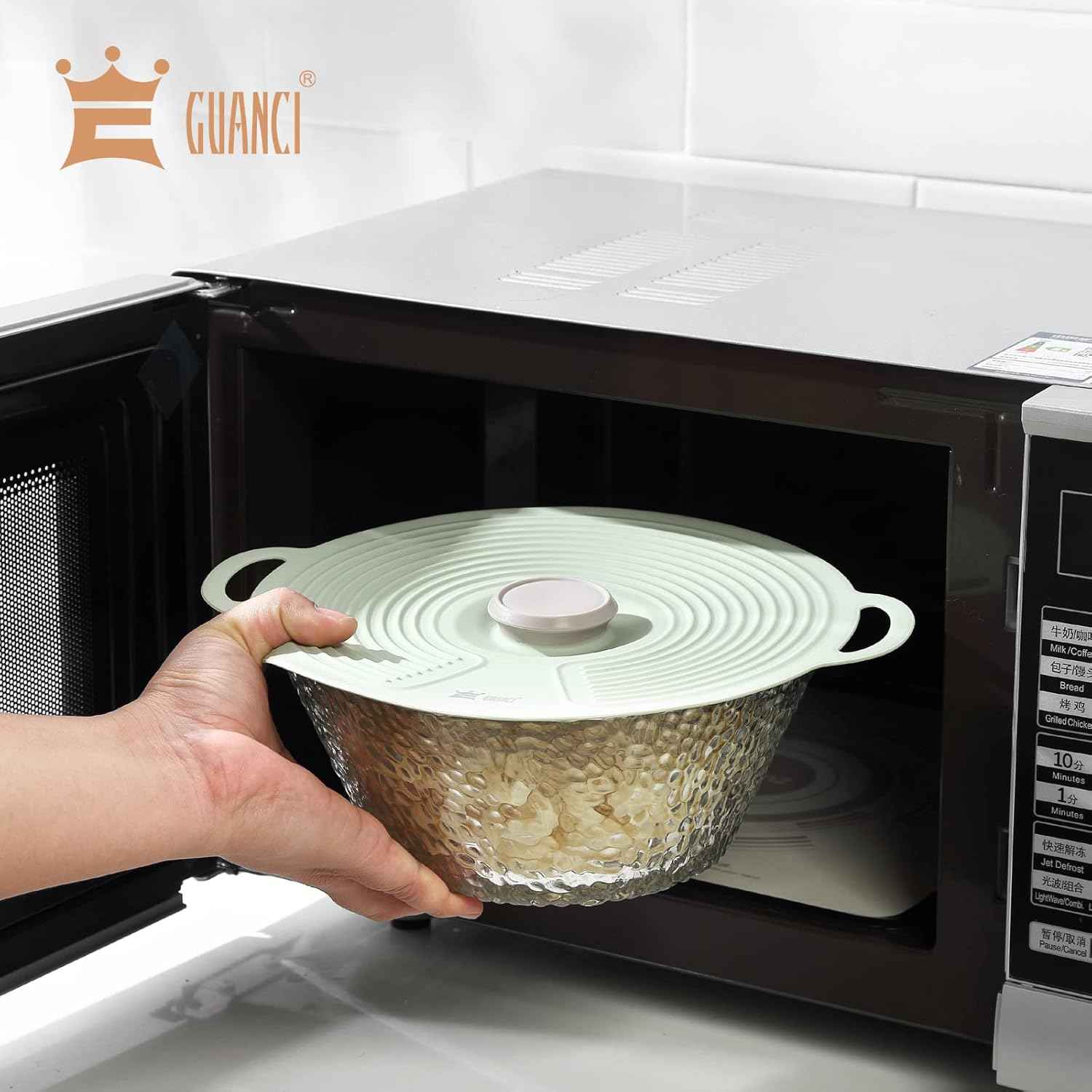 GUANCI 8 Pack Silicone Lids, Microwave Safe, Reusable, Heat Resistant, Fits Cups, Bowls, Pots, Pans, Stove Top, Oven, Fridge, Dishwasher