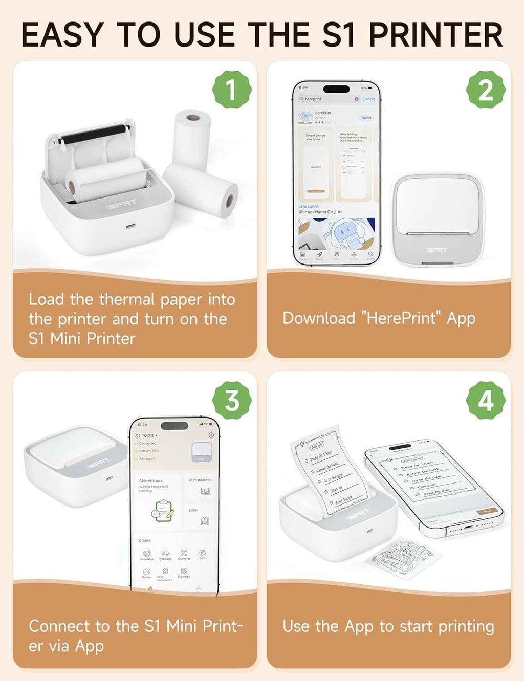 iDPRT Portable Sticker Maker Machine with 1 Roll Sticker Paper, Mini Printer Efficiently and Quickly, Thermal Printer for Study Notes, Pictures, DIY, Label, Free App with Multiple Templates, Grey