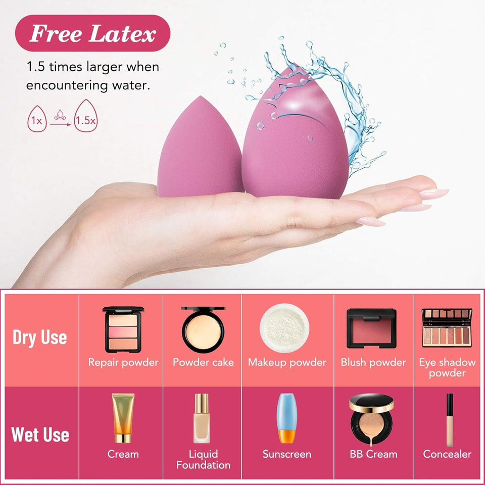 14PCS Makeup Sponge Set, Beauty Blender Sponge for Foundation Blending with 3PCS Mini Makeup Sponges & 4PCS Triangle Powder PLff, Soft Make Up Sponges for Face Cosmetic Applicator for Powder Liquid
