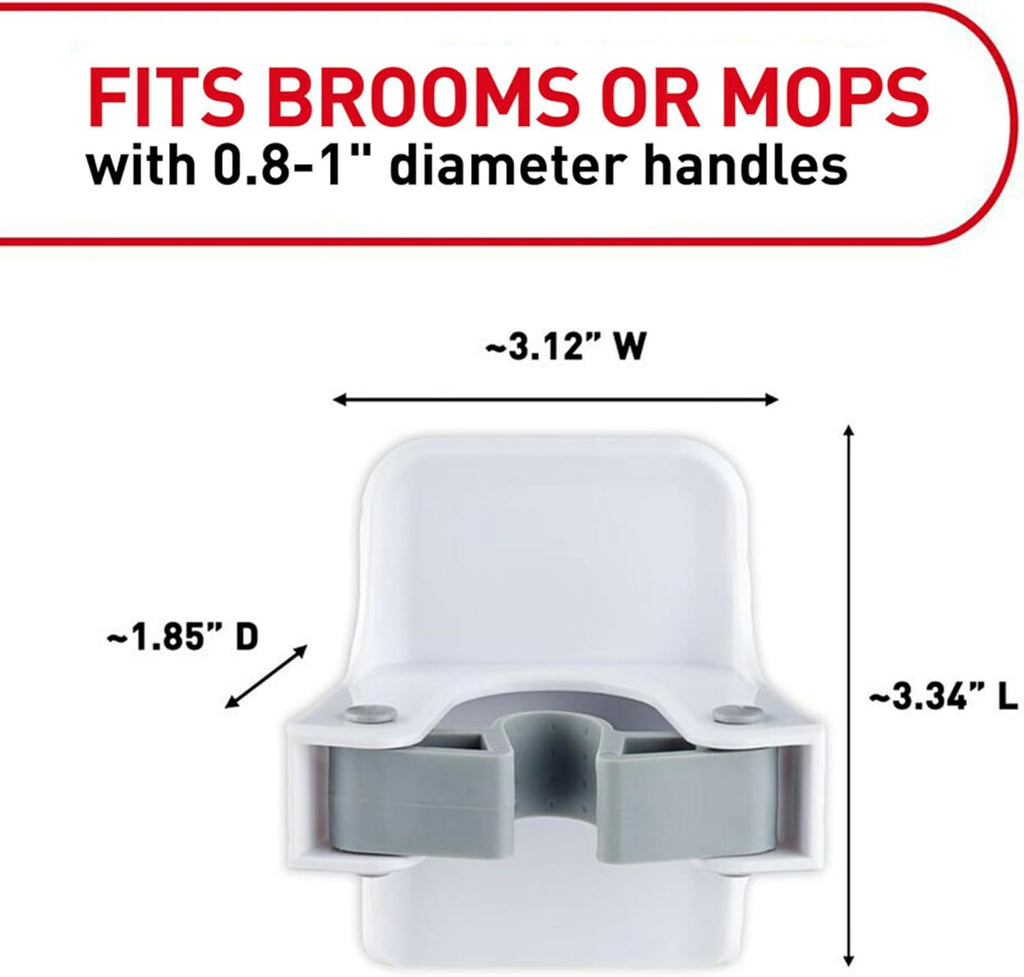 command 2-pack damage-free broom and mop hangers, wall mount household cleaning organizer storage