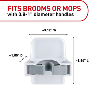 command 2-pack damage-free broom and mop hangers, wall mount household cleaning organizer storage