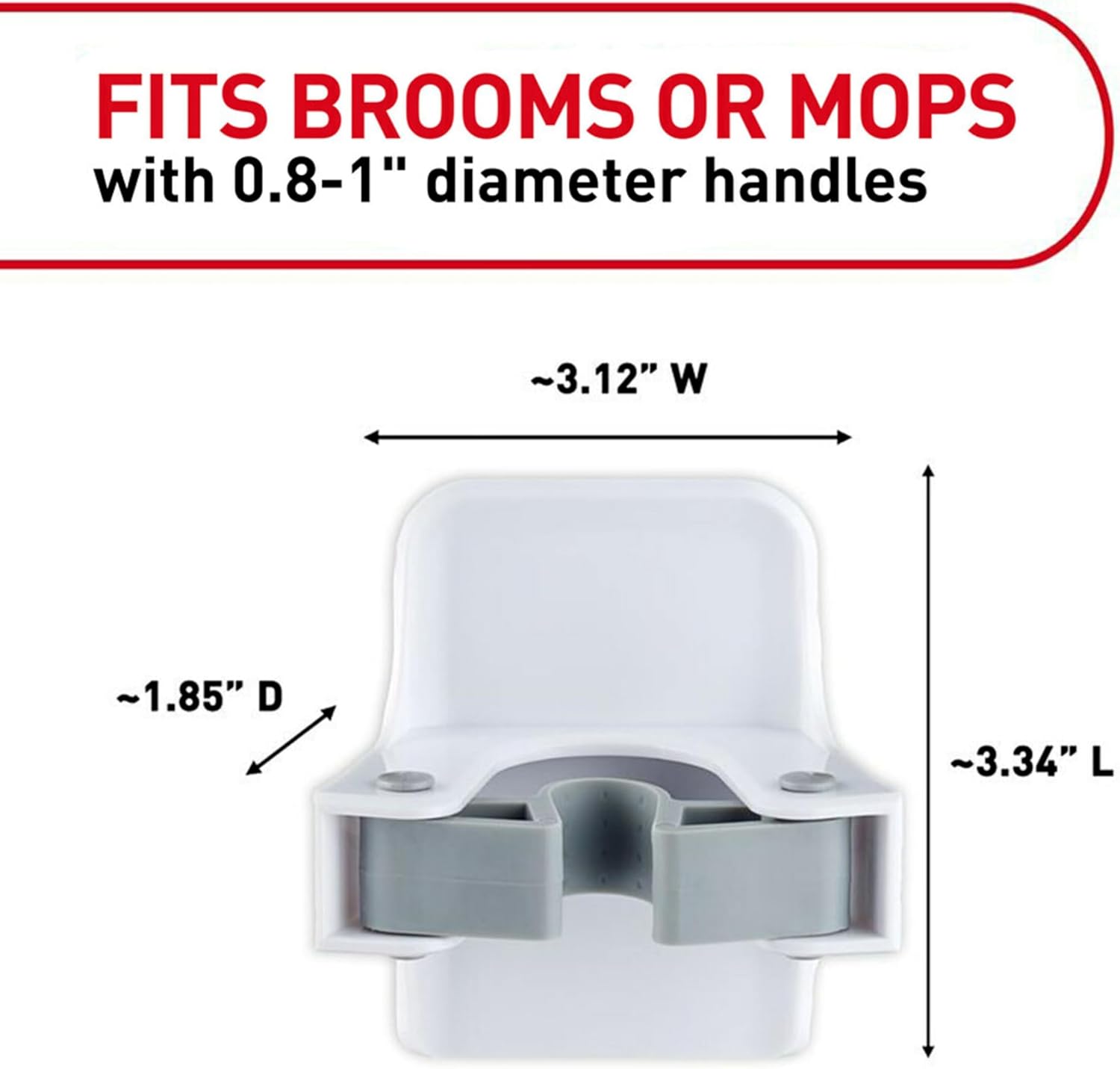 command damage-free broom and mop hangers, 2 hangers and 4 strips, wall mount household cleaning organizer