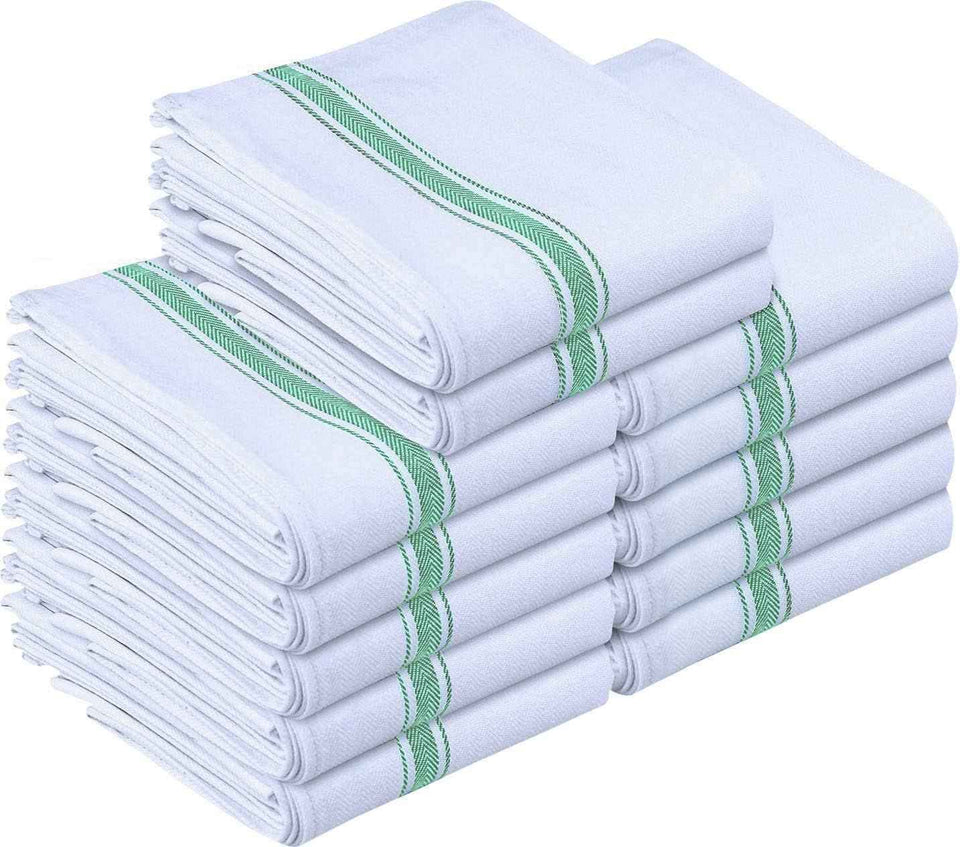 Utopia Towels Blue Dish Towels [12 Pack - 15 x 25 Inches] 100% Ring Spun Cotton Highly Absorbent & Reusable Cleaning Bar, Tea, Kitchen and Dishcloths Set - 200 GSM