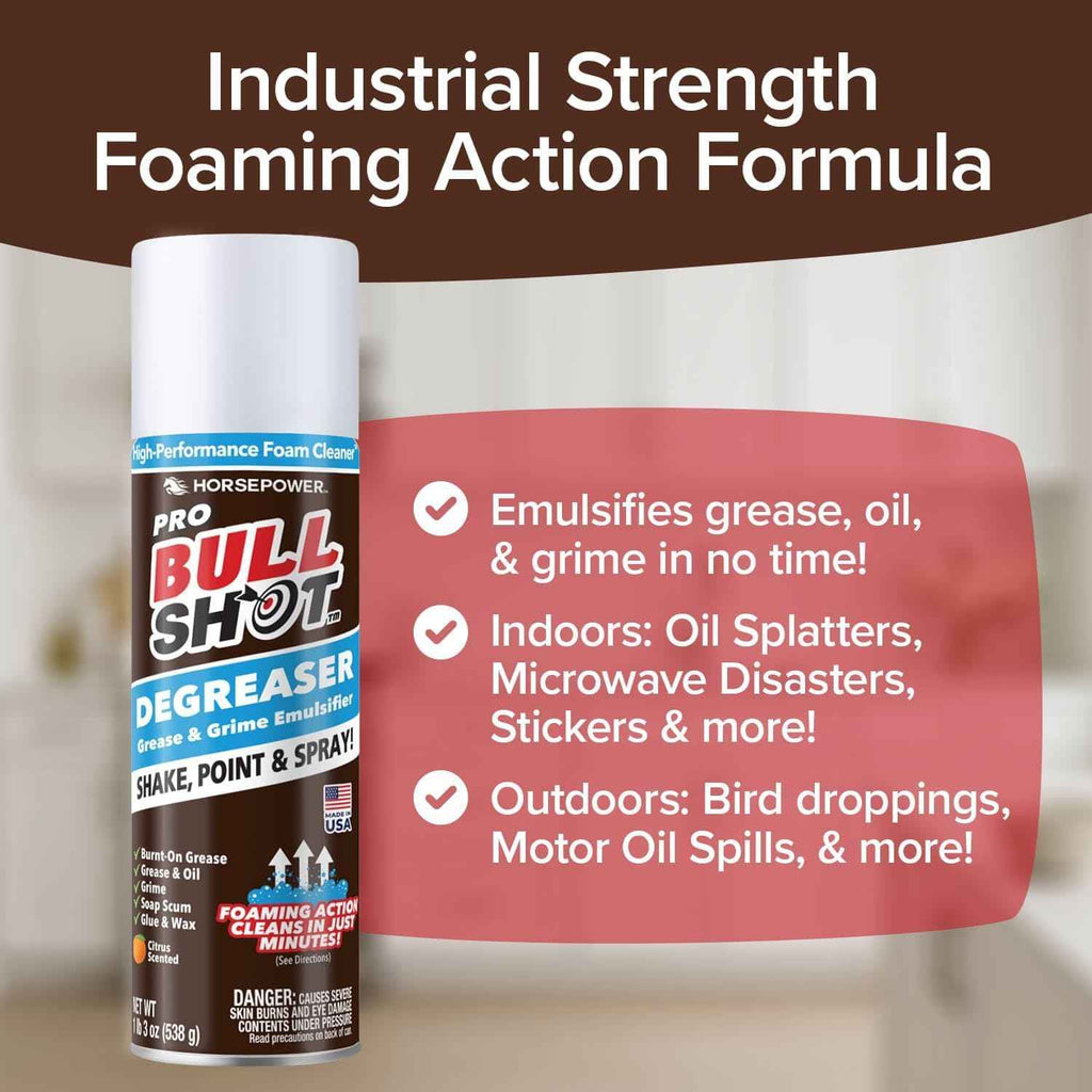 Bull Shot Degreaser Pro: Powerful, Foaming Degreaser and Grime Remover for Heavy-Duty Cleaning