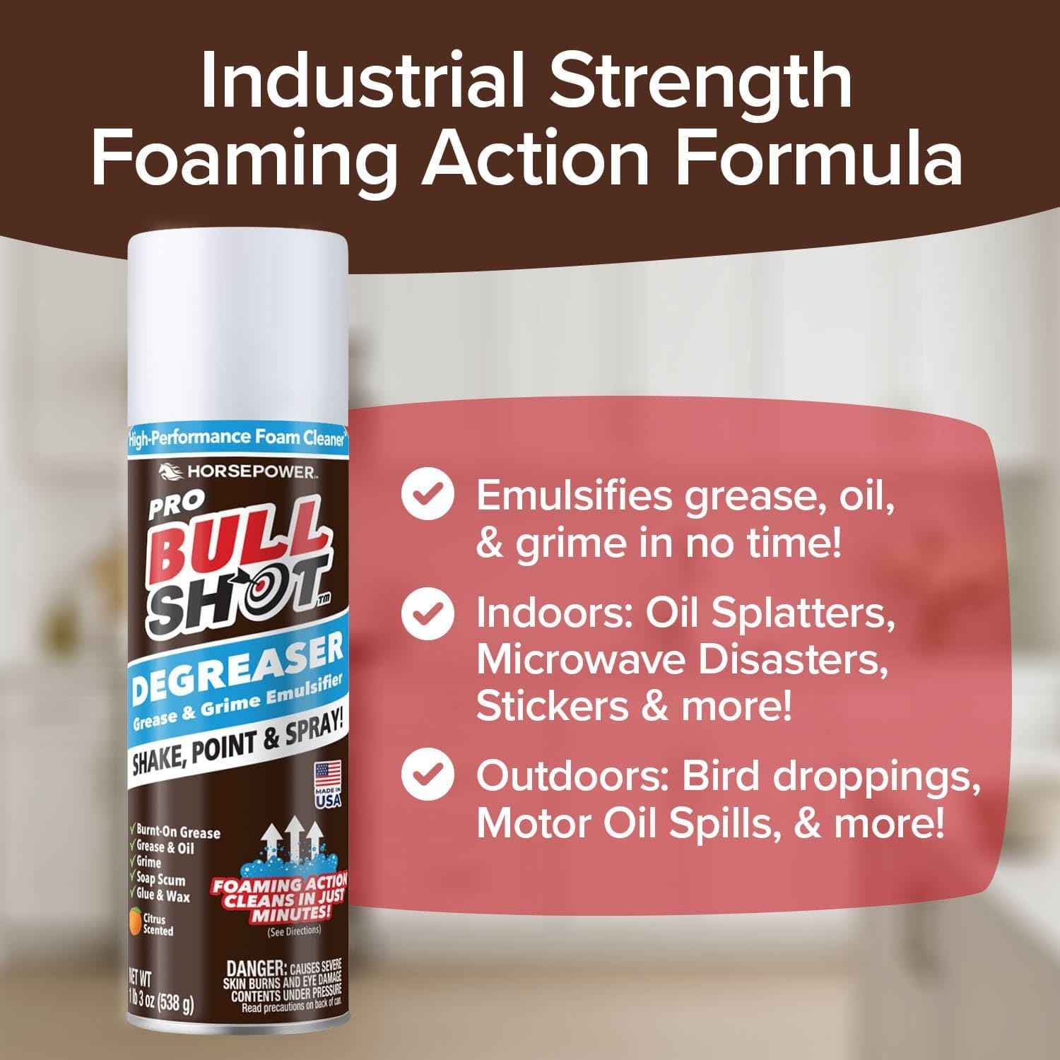 Bull Shot Degreaser Pro: Powerful, Foaming Degreaser and Grime Remover for Heavy-Duty Cleaning