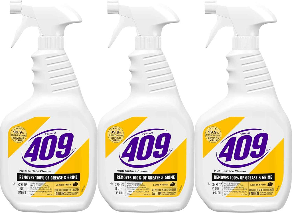Formula 409 Multi-Surface Cleaner, Spray Bottle, Lemon Fresh, 32 Fluid Ounces, Pack of 3