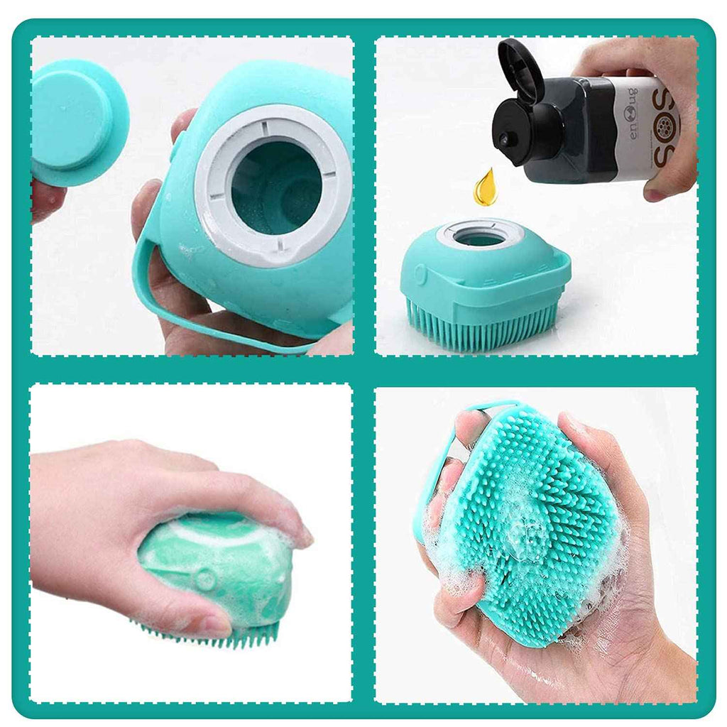 elegx pet grooming bath massage brush yellow soft silicone bristle for long short haired dogs cats shower