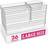 Criusia Large Drawer Organizer Bins 26 Pack | Complete 5 Size Clear Plastic Kitchen Drawer Organizers for Utensils | Bathroom Drawer Organizer Trays | Versatile for Makeup Office Organization
