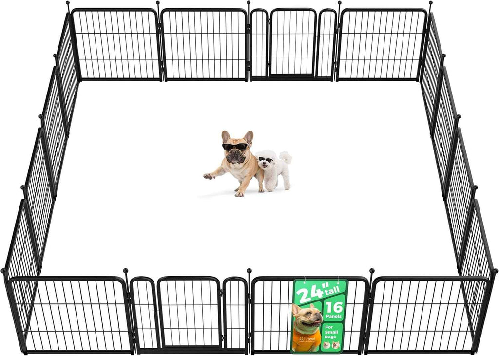 FXW Rollick Unleashed Dog Playpen for Indoor, Yard, RV Camping, 24 inch 8 Panels for Small and Puppy Dogs, Black│Patented