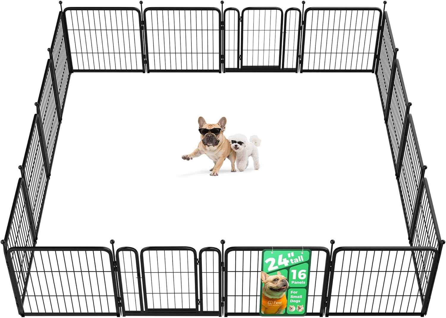 FXW Rollick Unleashed Dog Playpen for Indoor, Yard, RV Camping, 24 inch 8 Panels for Small and Puppy Dogs, Black│Patented