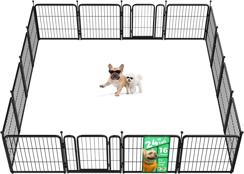 FXW Rollick Unleashed Dog Playpen for Indoor, Yard, RV Camping, 24 inch 8 Panels for Small and Puppy Dogs, Black│Patented