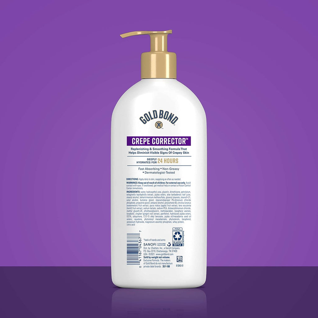 Gold Bond Age Renew Crepe Corrector Body & Face Lotion, 14 oz, Replenishing Smoothing Formula, Fragrance Free, Dermatologist Tested