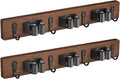 Mop and Broom Holder Wall Mount - Rustic Wood Broom Mop Hanger - Wall Mounted Garden Tool Rack Organizer for Closet Garage Laundry Room Kitchen Decor With 4 Slots & 4 Hooks - ShopUS