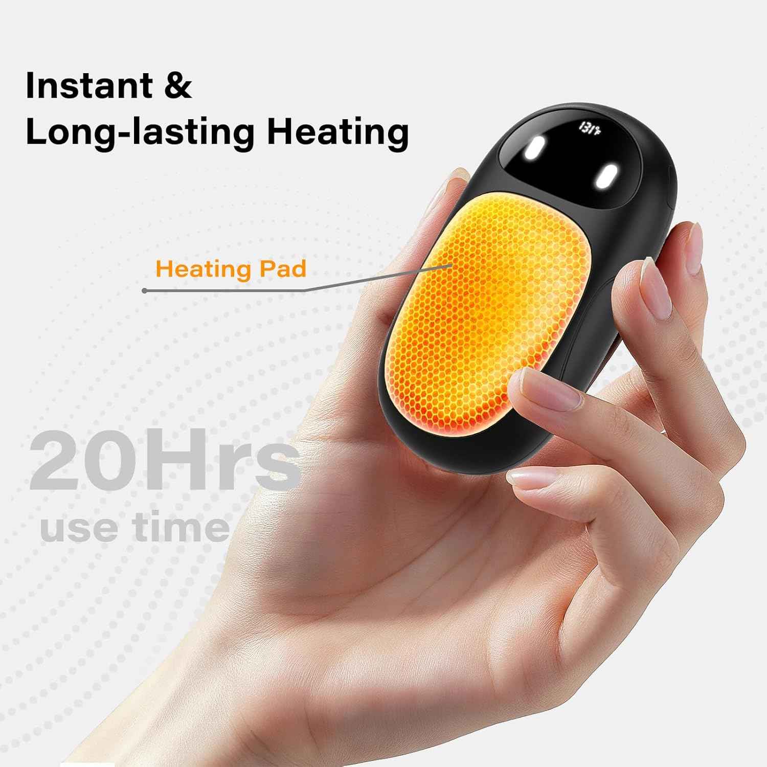 Magnetic Electric Hand Warmers 2 Pack, Rechargeable 20Hrs Long Safe Heat, Gifts for Outdoor Use