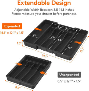 Lifewit silverware drawer organizer with adjustable expandable tray for kitchen, BPA free flatware holder