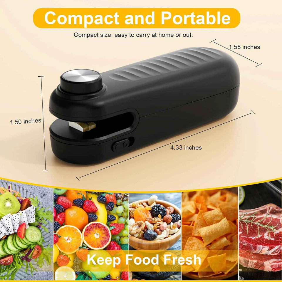 2-in-1 Mini Bag Sealer with Cutter for USB-C Rechargeable Portable Heat Sealing and Snack Storage