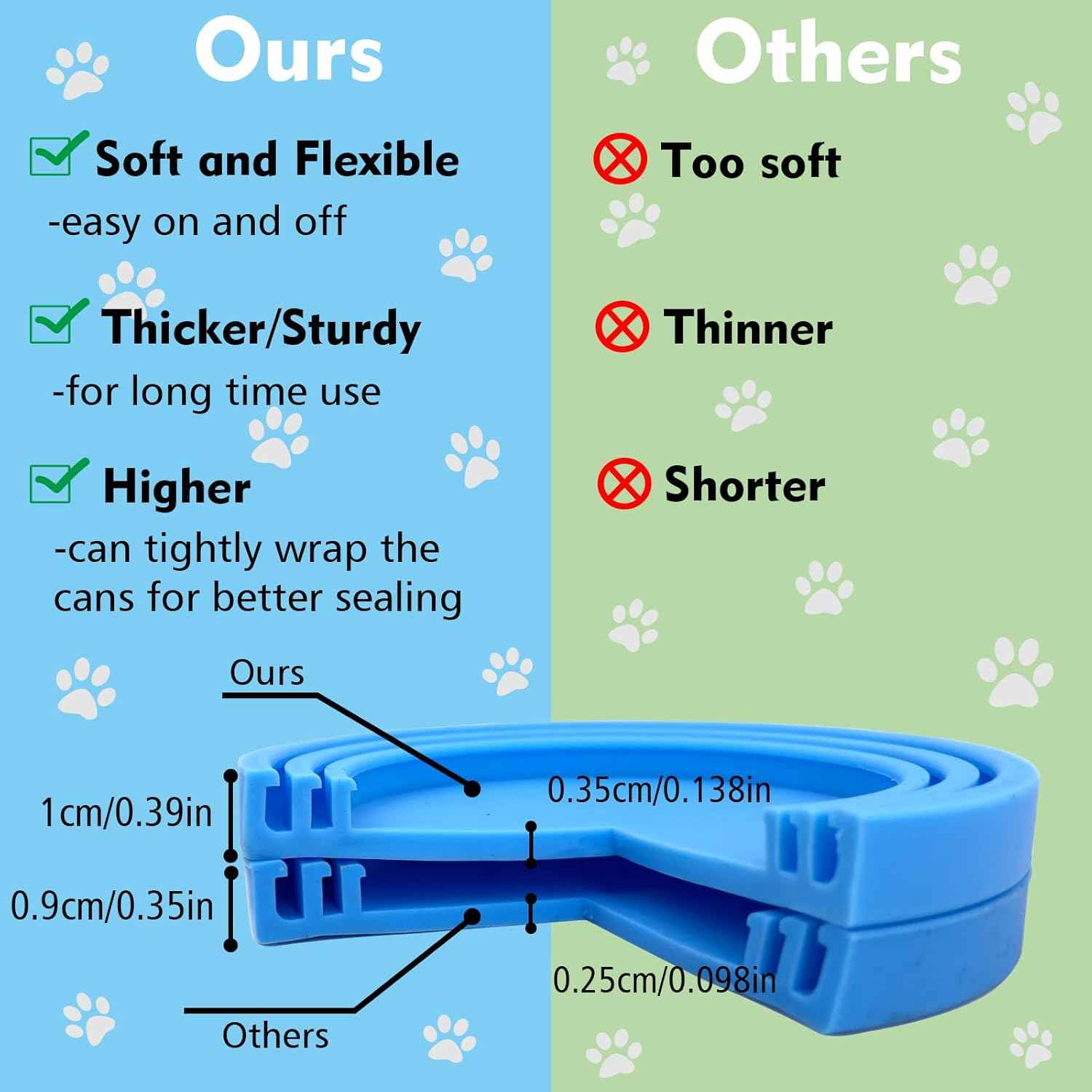 Comtim Pet Food Can Cover Silicone Can Lids for Dog and Cat Food(Universal Size,One fit 3 Standard Size Food Cans),Blue and Green