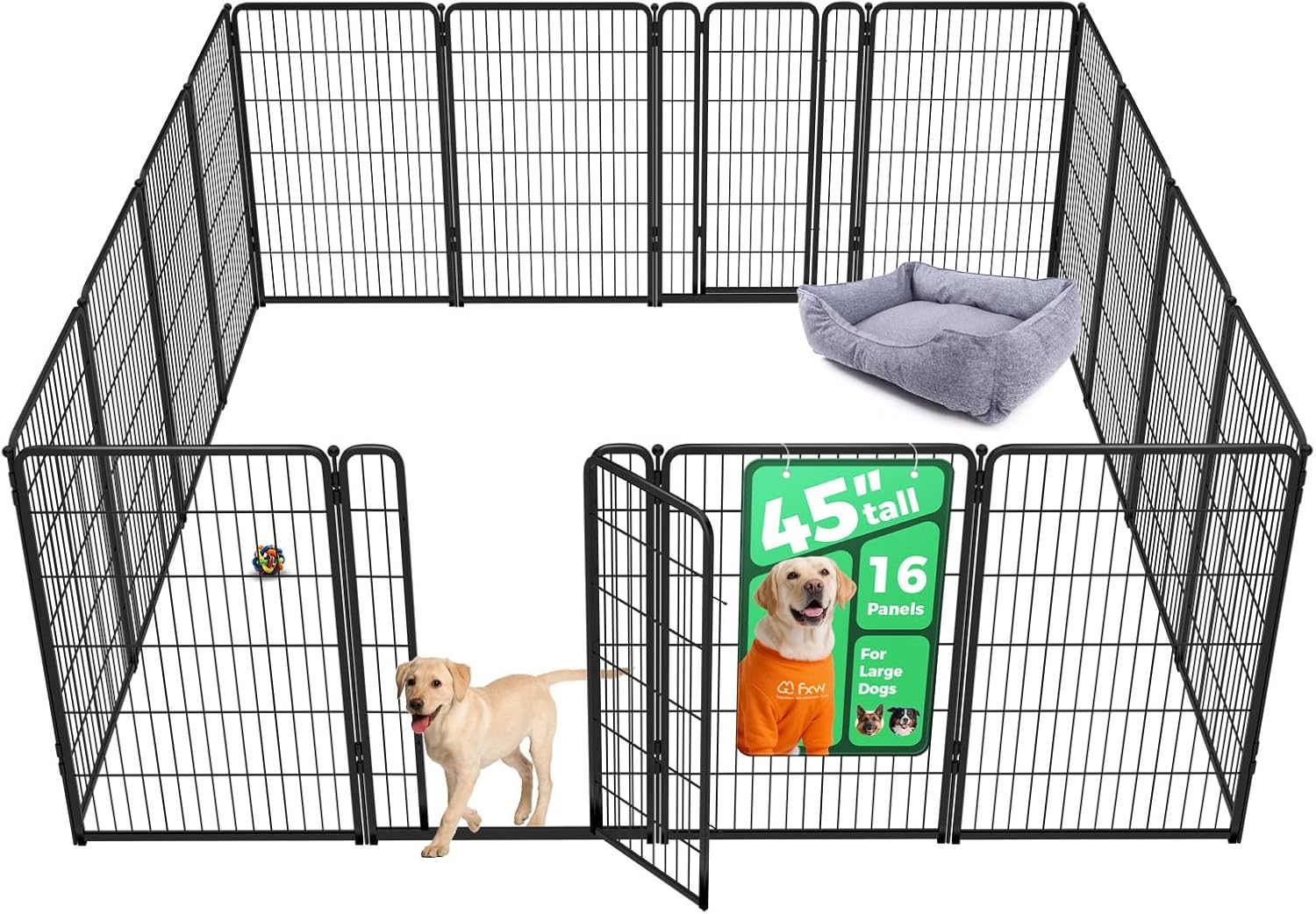 fxw homeplus unleashed 24 inch 6 panels dog pen black patented