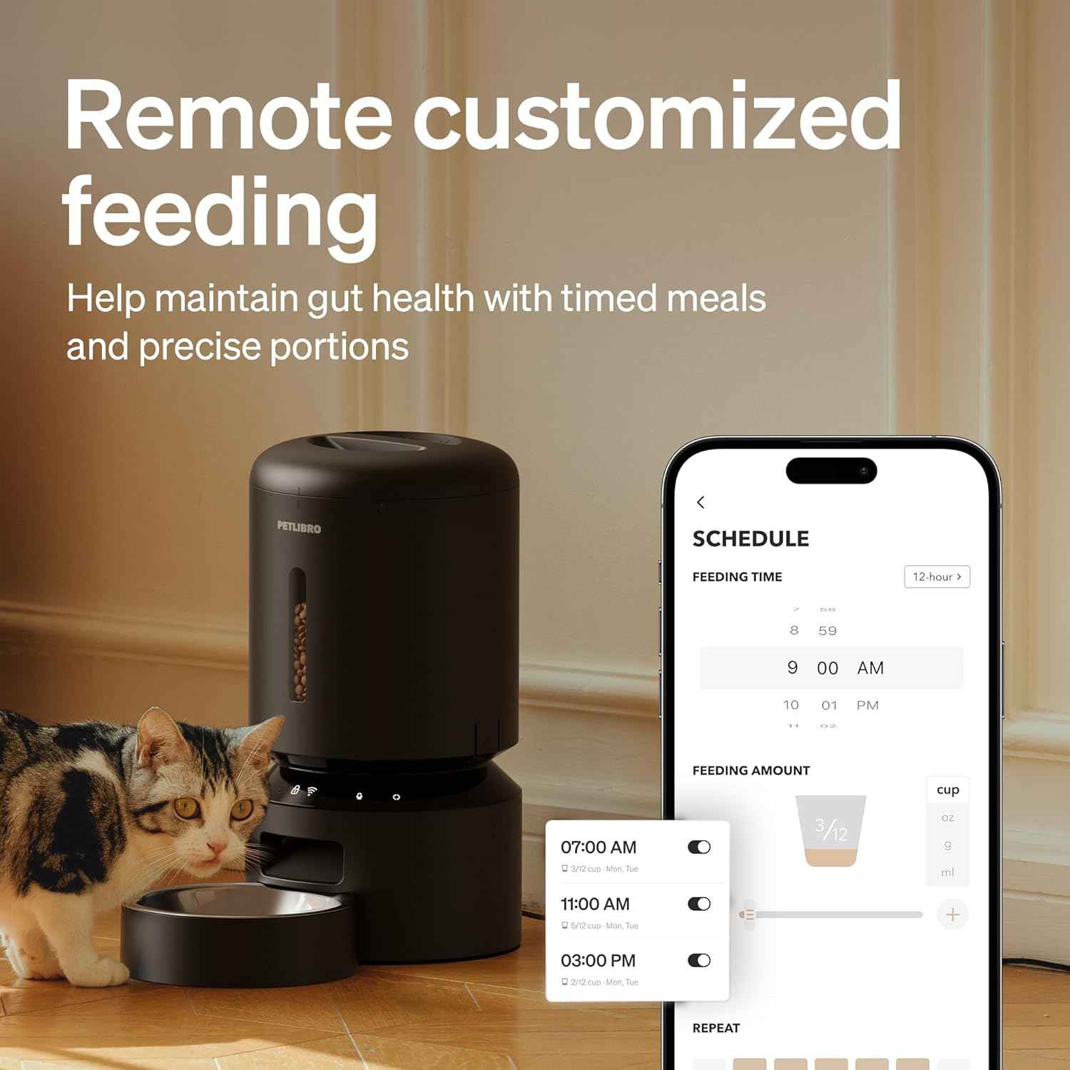 petlibro granary black 5g wifi automatic dog food dispenser with app control, up to 10 meals per day