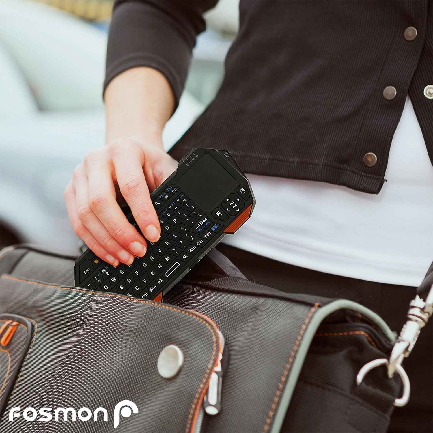 Fosmon mini wireless QWERTY keypad with touchpad, Bluetooth 3.0, compatible with Apple TV and PS4
