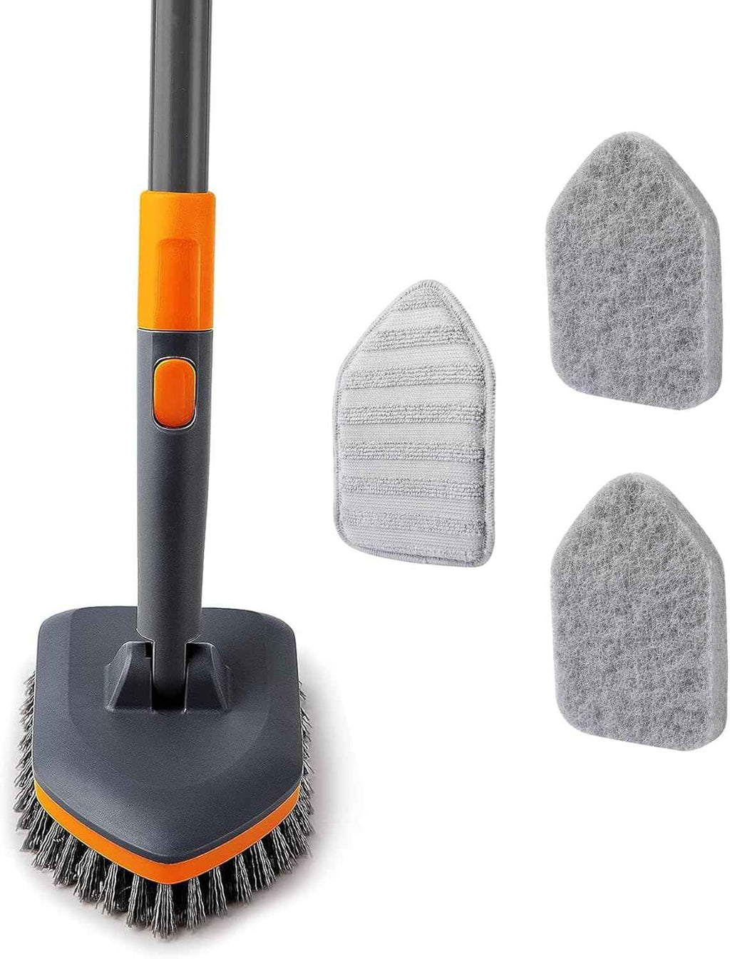 Tile Tub Scrubber Brush - 56 inch Extendable Handle, 3 Cleaning Heads, No-Scratch for Bathroom and Kitchen