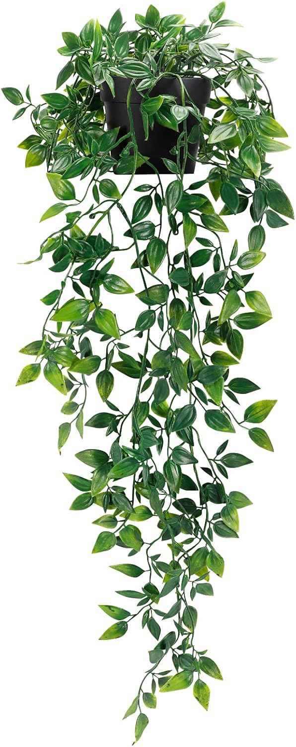 whonline fake hanging plants, artificial small potted, indoor outdoor aesthetic office living room shelf decor (1 pack)