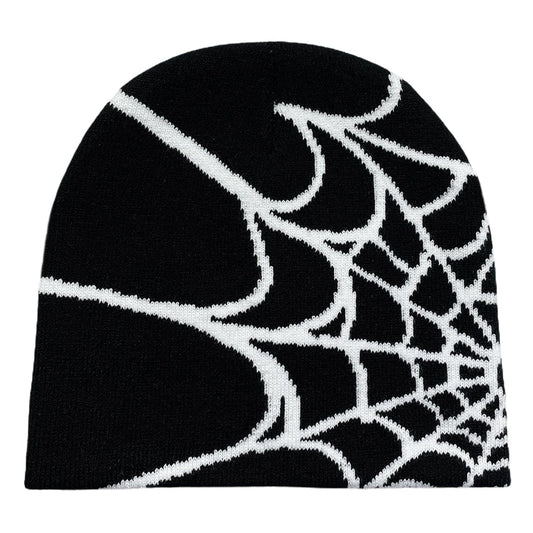 Pooyikoi Y2K Gothic Spider Pattern Wool Acrylic Knitted Hat Women Beanie Winter Warm Beanies Men Casual Skullies Outdoor