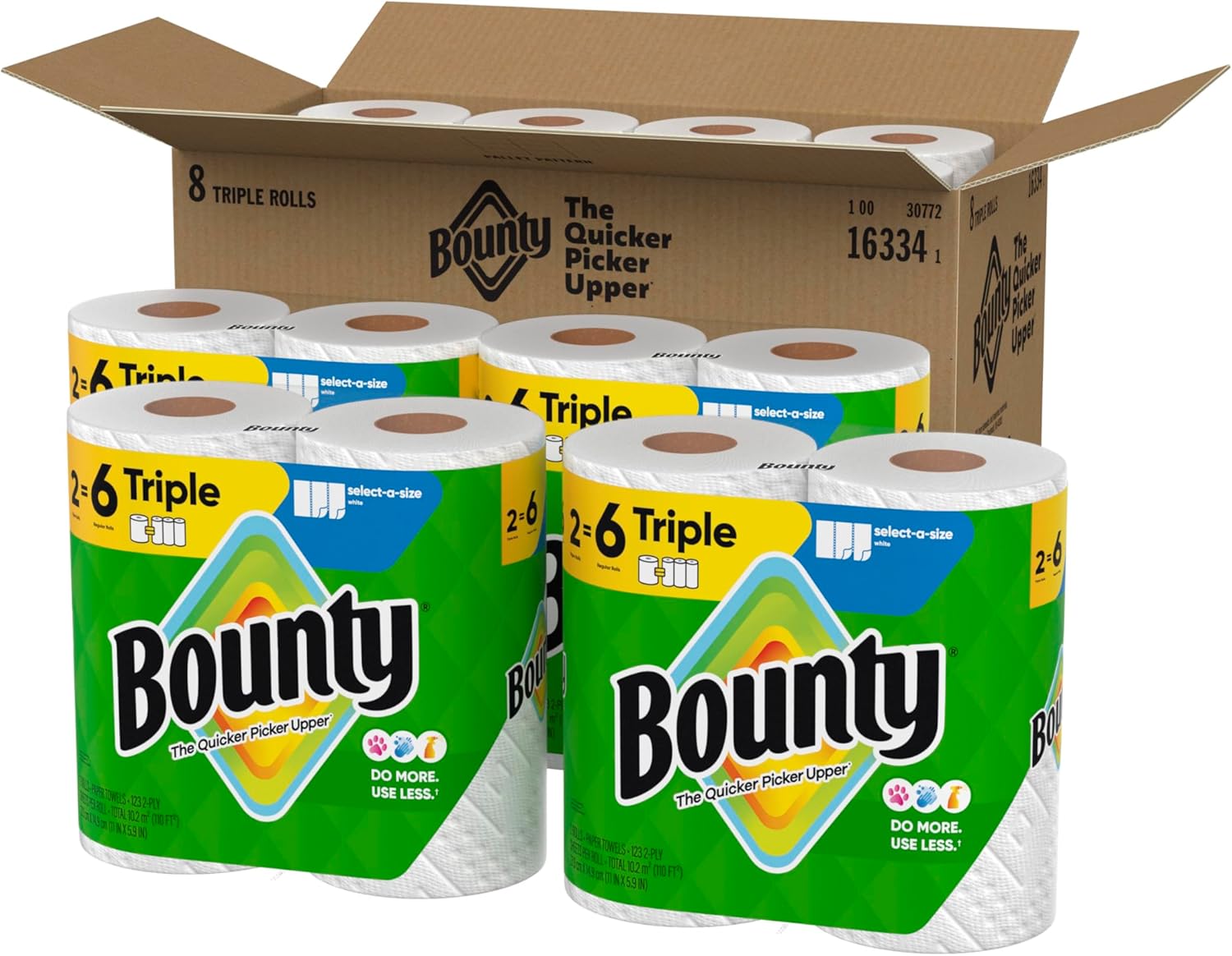 Bounty Select-A-Size Paper Towels, White, 8 Triple Rolls = 24 Regular Rolls - ShopUS