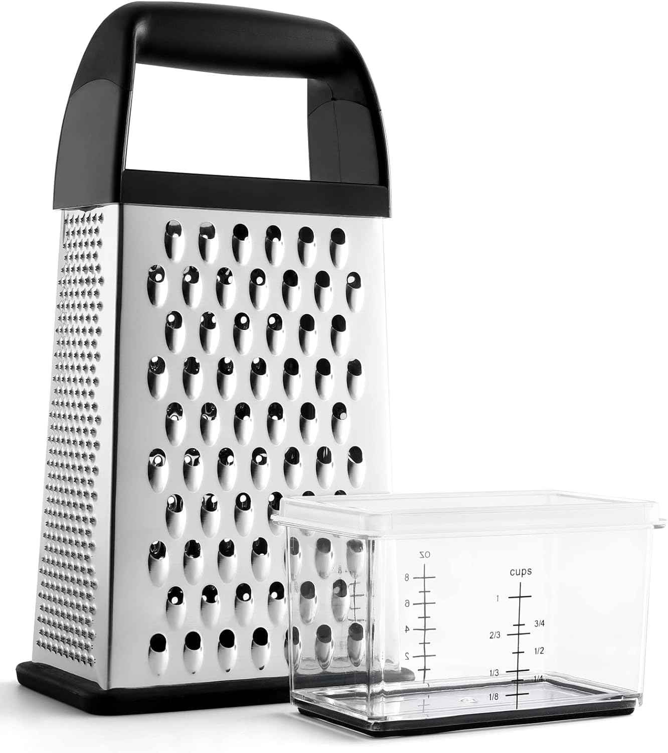 Urbanstrive 18/8 Stainless Steel Cheese Grater with Container Box, Zester, and Dishwasher Safe Kitchen Gadgets