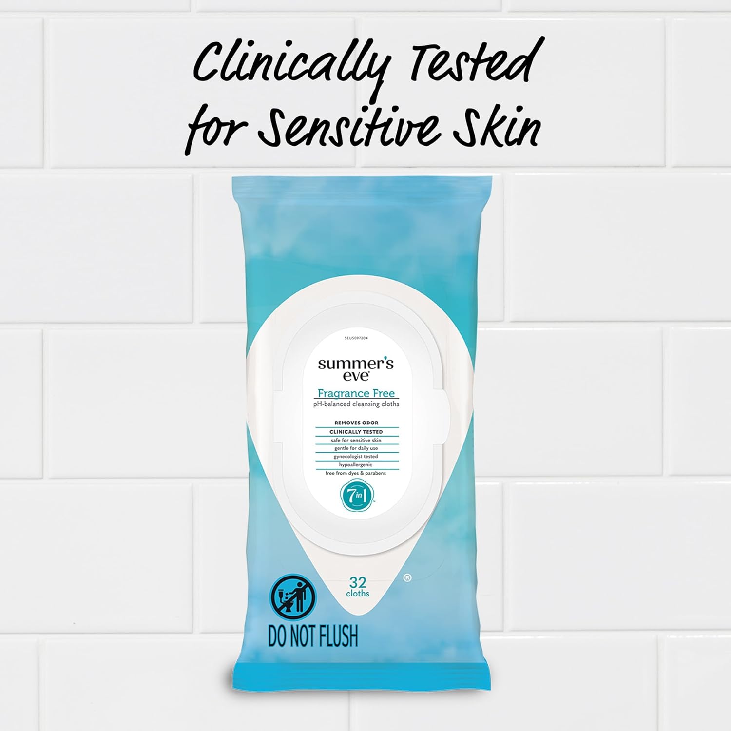 Summer's Eve fragrance-free feminine wipes, gentle pH-balanced micellar water formula for vaginal odor control, resealable pack, 32 wipes