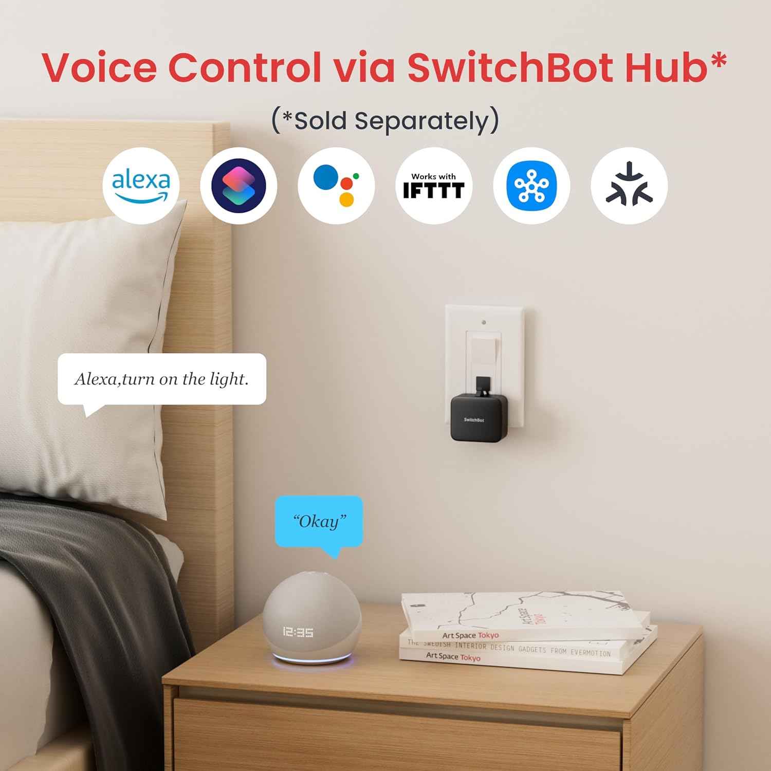 SwitchBot Smart Switch Button Pusher - Bluetooth Fingerbot for Rocker Switch/One-Way Button, Automatic Light Switch, Timer and APP Control, Works with Alexa When Paired with SwitchBot Hub (Black)