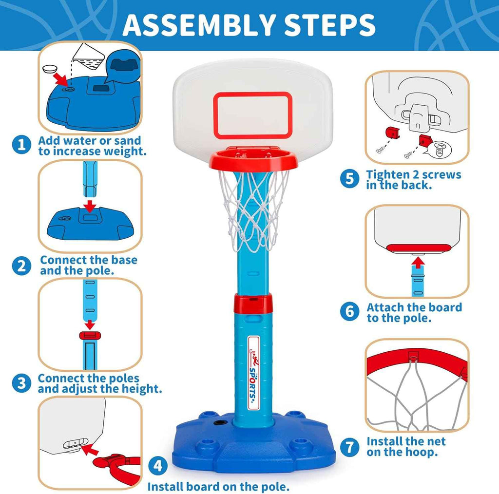 Toddler Basketball Hoop Indoor for Age 1-3, Adjustable Kids Basketball Hoops, Mini Basketball Hoop with 3 Balls for Outdoor Poolside, Birthday Christmas Sport Toys Gift for Baby Boys Girls Age 1 2 3 4
