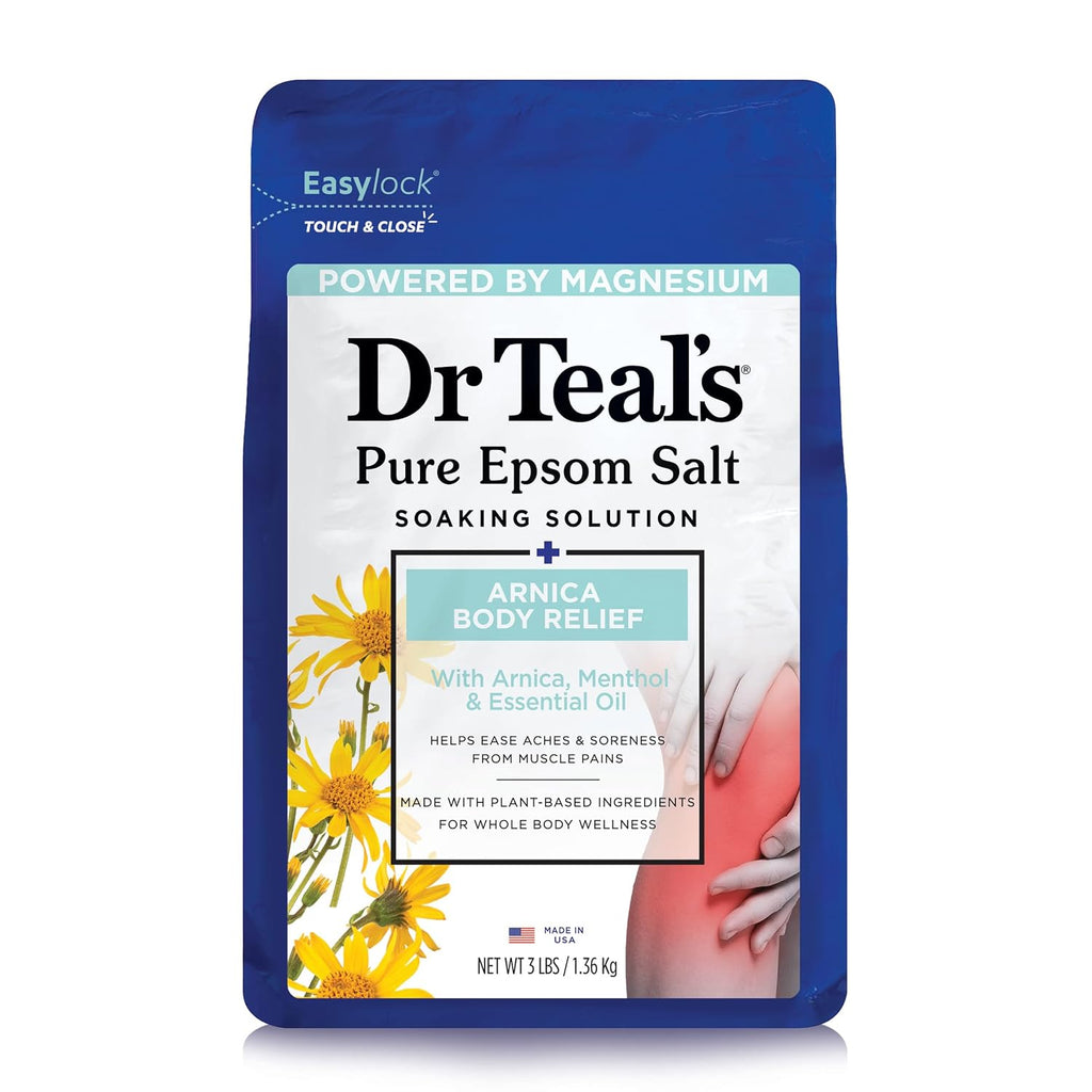 dr teals arnica body relief epsom salt soak 3 lbs magnesium pain relief bath