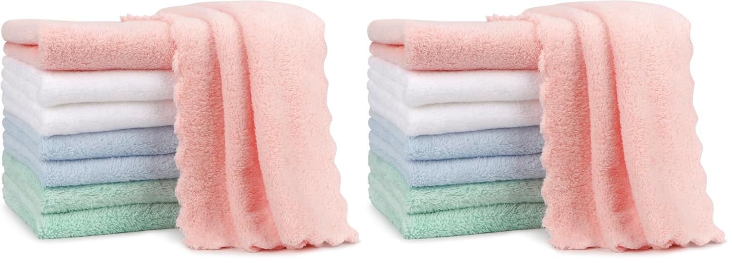 Orighty 20x10 inch coral fleece baby burp cloths, highly absorbent and ultra soft for newborns, 8-pack
