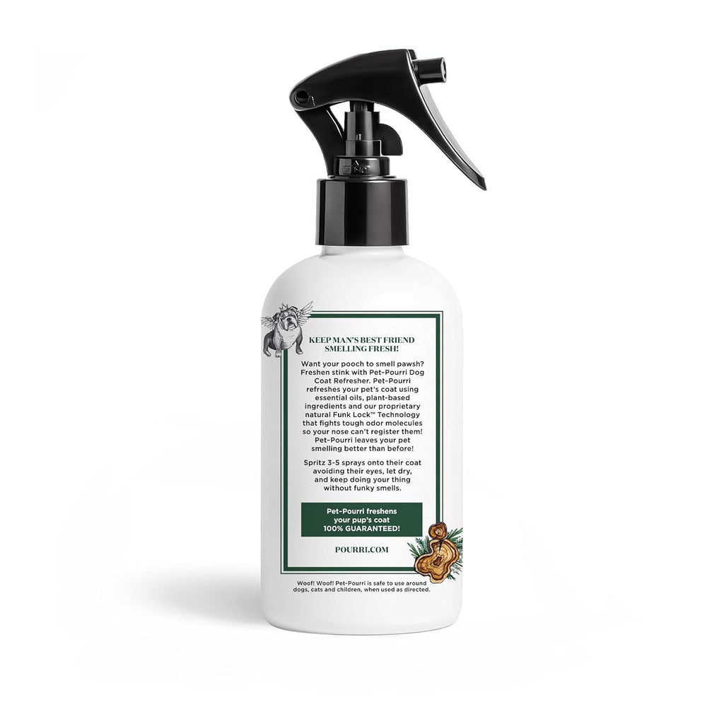 poo-pourri furrest fresh dog deodorizing spray, 8 fl oz, paraben & sulfate-free, fir, amber & cedarwood scent