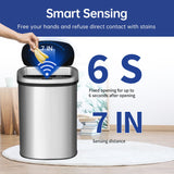 BestOffice | 13 Gallon Trash Can with Lid | Automatic Touchless Garbage Can | Odor Control | Modern Oval Design | Easy to Clean | Stainless Steel | Fits Any Kitchen, Bathroom, Office or Home