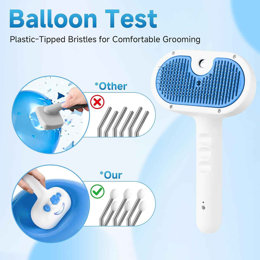 pet steam brush for dog and cat 3-in-1 steam grooming blue 1 waterless shampoo included