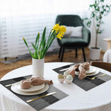 HeloHo Black Placemats Set of 4 Heat-Resistant Washable Place Mats Non-Slip Vinyl Woven Table Mats Wipeable Placemat for Kitchen Dining Table Decoration Indoor Outdoor