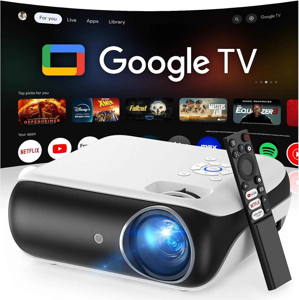 HAPPRUN Native 1080P Bluetooth Mini Projector, Full HD Portable Outdoor Movie Projector with Built-in Speaker, Compatible with Smartphone, HDMI, USB, AV, Fire Stick, PS5 for Home, Bedroom, Outdoor Use