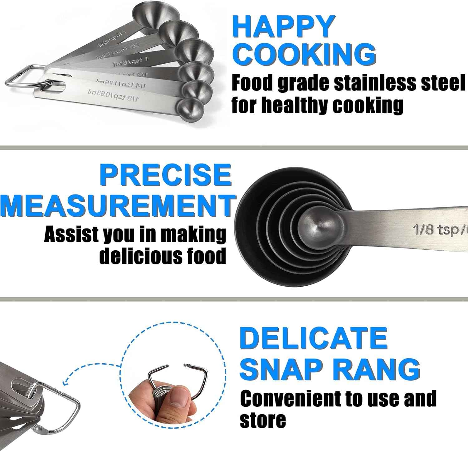 Premium Heavy Duty 18/8 Stainless Steel Measuring Spoons Cups Set, Small Tablespoon with Metric and US Measurements