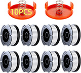 10 Pack Weed Eater String Compatible with Black+Decker, AF-100 0.065" Weed Wacker String Refill 240ft Automatic Feed String Trimmer Replacement Spool Line for Black&Decker(8 Spool+2 Cap+2 Spring)
