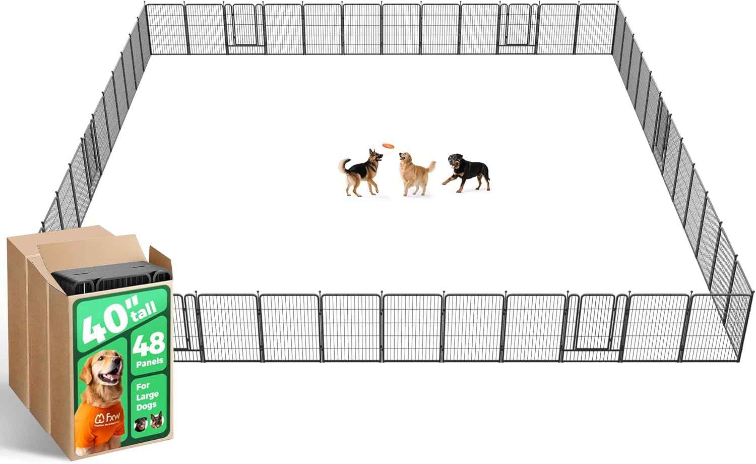 FXW Rollick Unleashed Dog Playpen for Indoor, Yard, RV Camping, 24 inch 8 Panels for Small and Puppy Dogs, Black│Patented