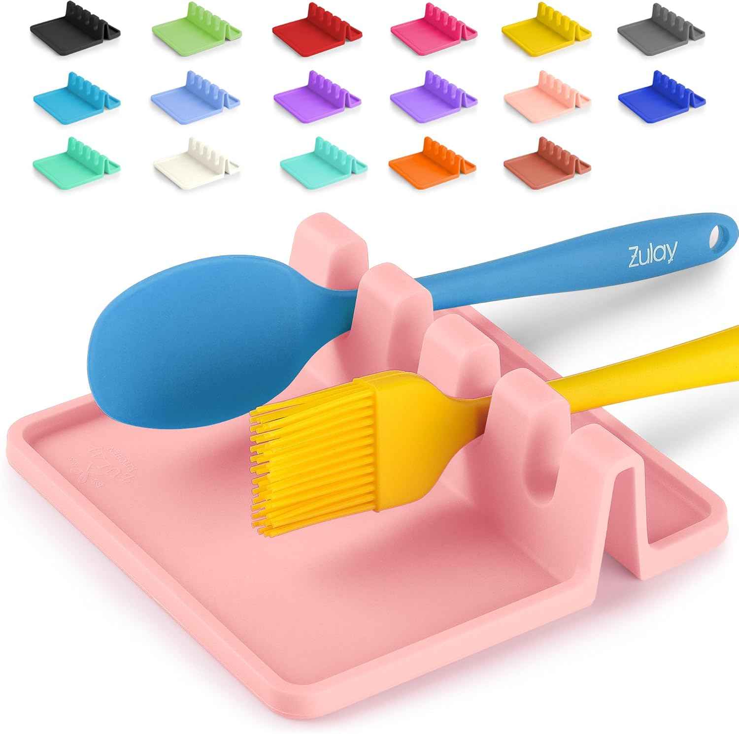 Silicone Utensil Rest with Drip Pad for Multiple Utensils, Heat-Resistant, BPA-Free Spoon Rest & Spoon Holder for Stove Top, Kitchen Utensil Holder for Spoons, Ladles, Tongs & More - by Zulay